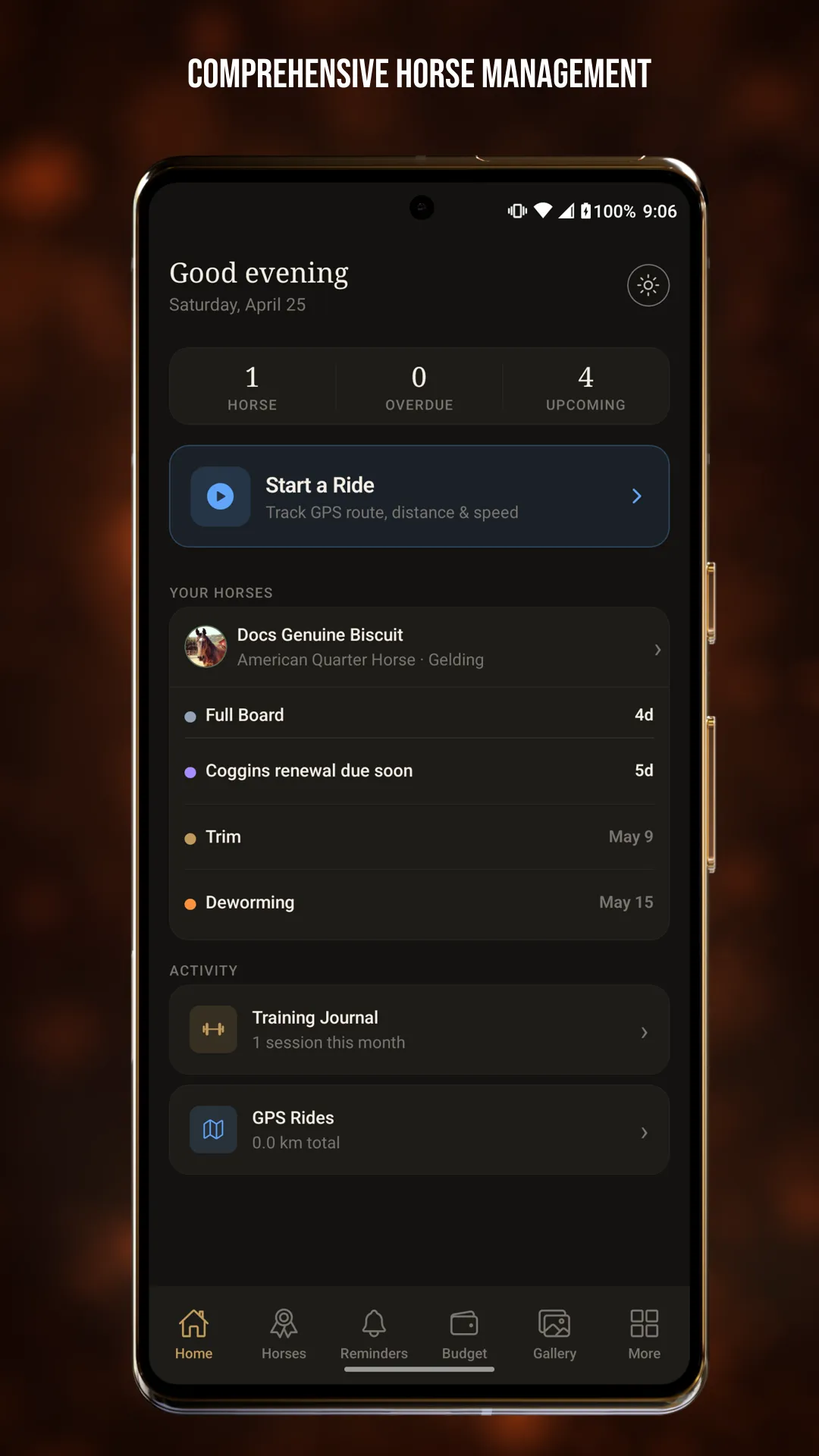 Equine Companion home screen