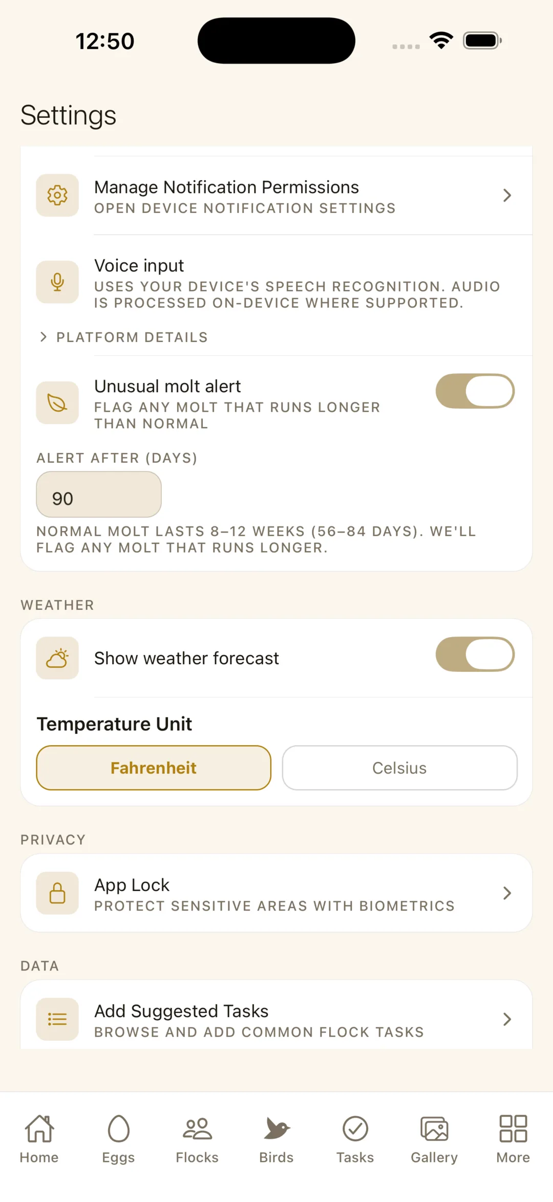 Privacy and settings