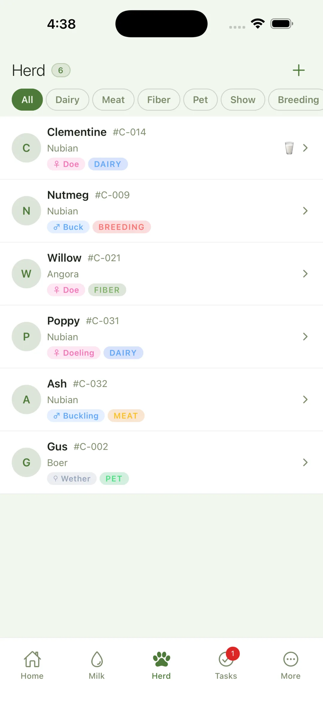 Goat Companion herd list